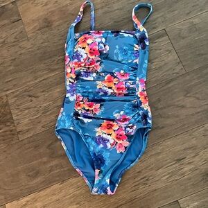 Johnny Was Ruched Vibrant Floral one Piece